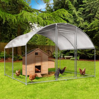 China Large Chicken Coop Walk-In Metal Poultry Cage House Rabbit Habitat Cage Spire Chicken Cage With Waterproof Cover White for sale