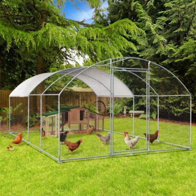 China Large Metal Chicken Coop Outdoor Walk in Chicken Cage Hen Run House Rabbits with Waterproof Cover and Secure Lock for sale