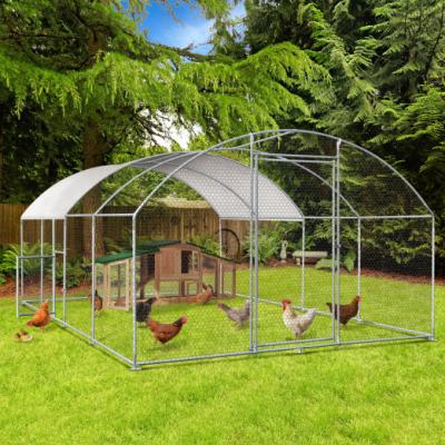 China Chicken Coop Galvanized Metal Walk in Chicken Cage Large Rabbit Cage Poultry Cage Fenced Backyard with Cover and Fence for sale