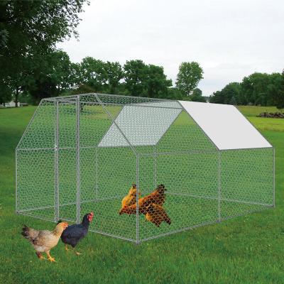 China Galvanized Metal Chicken Coop Cage with Cover Walk In Chicken Cage Pen Run 10' W x 13.3' D x 6.67' H for sale