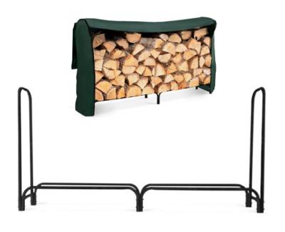 China Firewood Rack with Cover Metal Log Store Outdoor 200 x 116 x 36 cm Black for sale