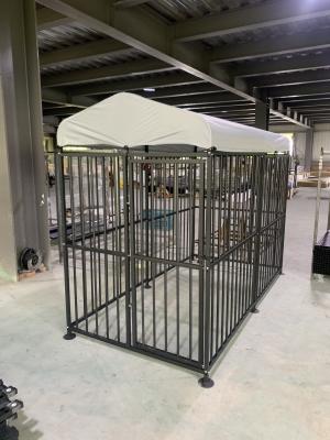 China Outdoor Dog Kennel Steel Powder Coated Dog Cage with Watrerproof Cover Secure Lock for Backyard 10' x 5' x 6' for sale