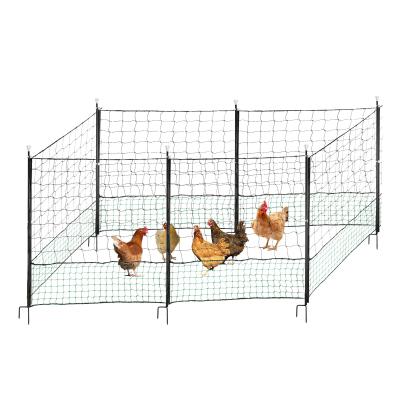 China 12 M Chicken Net Fence Kit With Gate Double Pointed Posts in Green with Fibreglass Rod for sale