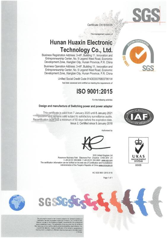 ISO9001:2015 - Hunan Huaxin Electronic Technology Co., Ltd.