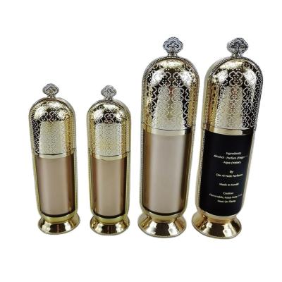 China Acrylic Gold Crown Emulsion Bottle Cosmetic Packaging Bottle 50g 120g Luxury Acrylic for sale