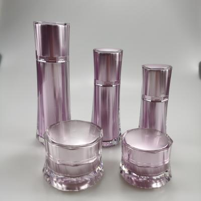 China Acrylic Collar Luxury Cosmetic Lotion Pump Bottle and Cream Jar for Screen Printing for sale