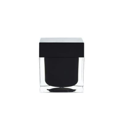 China Acrylic Collar Jar for Skin Care Cream in Thick Wall Square Shape Customized Color for sale