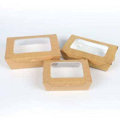 China Recyclable Kraft Paper Salad Takeaway Boxes With Transparent Window for sale