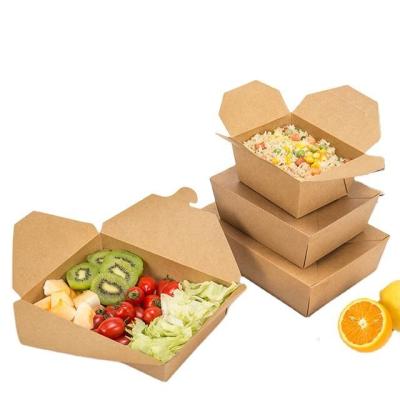 China Brown-Kraftpapier-Pizza-Verpackenkasten-Wegwerfsalat-Verpackenkasten zu verkaufen