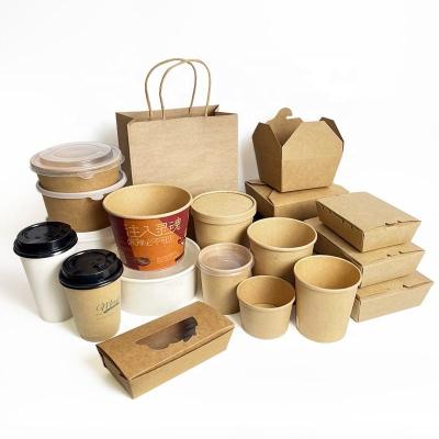 China OEM Pizza Packaging Box Biodegradable Food Takeaway Kraft Paper Bowls for sale