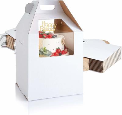 China Corrugated Wedding Tall Custom Cake Box Packaging With Two Window for sale