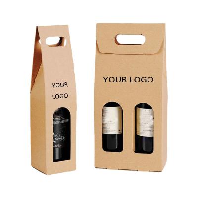 China Customize Kraft Paper Handle Gift Box Packaging for Wine Bottle for sale