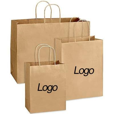 China Brown Kraft Recyclable Paper Gift Bags for sale