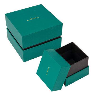 China Gold Stamp Logo Cosmetic Packaging Box Jewelry Earring Lid And Base Gift Box for sale