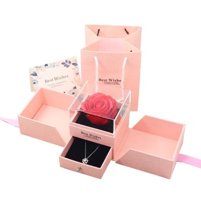 China Ribbon Custom Gift Packaging Luxury Full Open Rose Flower Gift Box for sale