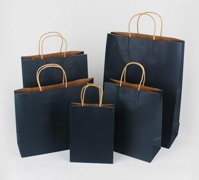 China Kundenspezifischer Logo Paper Kraft Shopping Bag, der mit Griff prägt zu verkaufen