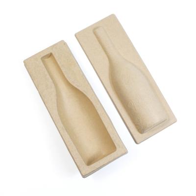 China Biodegradable Paper Molded Pulp Packaging Tray With Lid For Fruit Juice Whisky Wine Bottle en venta