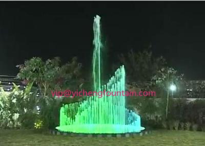 China Musical Up Down Spray Water Fountain Project With RGB LED Color Changing 2 Rings And Middle Spray for sale