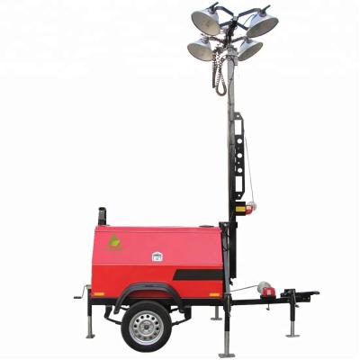 China 4X500W 5M Tower Flood Portable Light Tower Generator 10KW 9M for sale