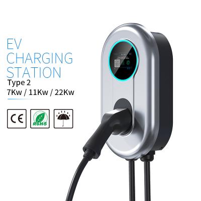 China Type 2 Wallbox Home EV Charging Pile For Electric Car 32A 7.36KW 1 Phase With LCD for sale
