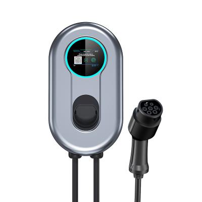 China Type2 EV Charging Station 8-32A Adjustable 1 Phase Wallbox AC EV Charger 7.4m Cable for sale
