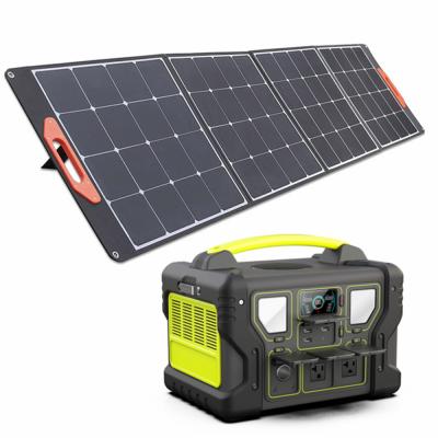 China LCD Display 300W/500W/700W/1000W Portable Power Station With Solar Panel Waterproof Refurbish for sale