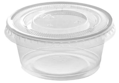 China Os copos plásticos do condimento da salada dão forma circularmente a PP 2OZ biodegradáveis à venda