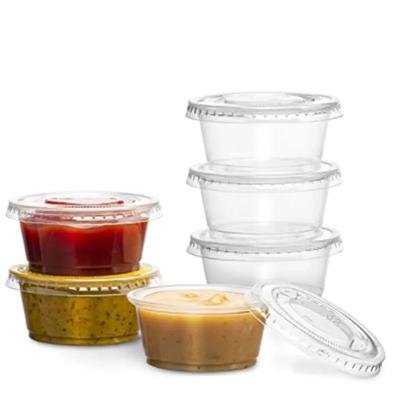 China Small Food Plastic Sauce Containers With Lids PET 2.5OZ for sale