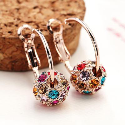 China Mutil-color crystal ball design gold/silver plated hoop earrings for sale