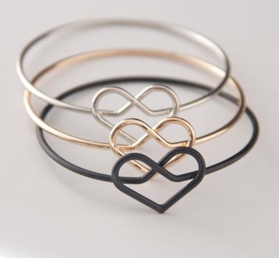China Black/gold/silver/rose gold plated heart shape design stainless steel bangle for sale