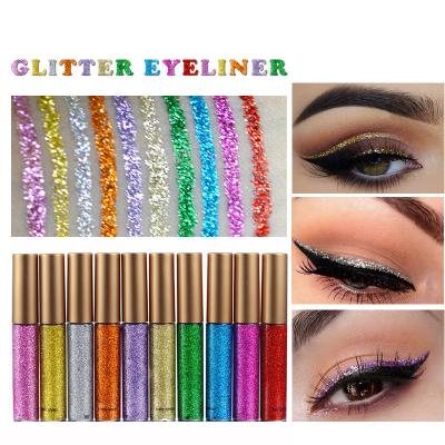 China 10PCS / SET Glitter Eyes Liner para mujeres Fácil de usar Pigmentado Rojo Blanco Oro Líquido Eyeliner Glitter Makeup en venta