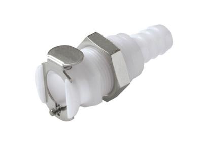 China POM Quick Connect Fluid Coupling Hose Barb Natural White With Vavle for sale