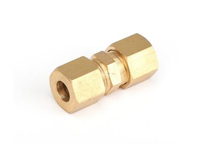 China Compression Tube Pipe Fitting Brass Straight Coupling OD Connector for sale