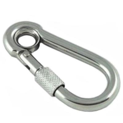 China Stainless Steel Spring Snap Hook With Screw Eyelet 10 X 100MM Drop Forged for sale