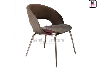 China Hollowed Back Upholstered Dining Chair Chrome Color Stainless Steel Legs for sale