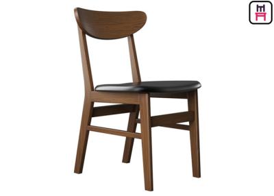 China Classical Curved Back Wood Dining Chairs With Leather Seats Commercial Indoor Furniture for sale
