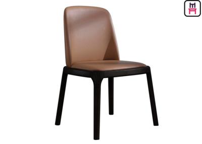 China Armless Wood Black Leather Kitchen Chairs , Elegant Light Wood Dining Room Chairs for sale