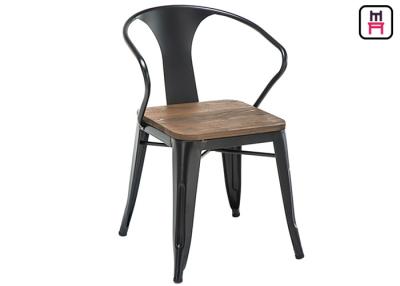 China Tolix Arm Metal Restaurant Chairs Wood Seats Commercial Outdoor Furniture  for sale