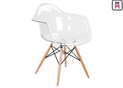 China Custom Cafe Restaurant Eames Plastic Chair ABS Fabric Seat With Wooden Legs for sale