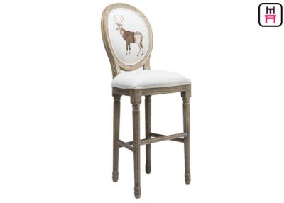 China Classical Royal Round Back Bar Stool Fabric Lether Solid Wood For High Luxury Restsaurant for sale