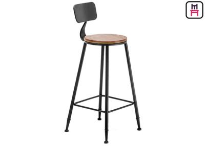 China Simple Design Black Leather Bar Stools , Upholstered Metal Counter Height Stools  for sale