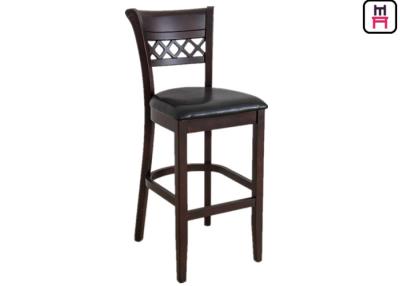 China Grating Leather Seats Restaurant Supply Bar Stools , Traditional Oak Wood Bar Stools for sale