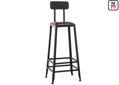 China Indoor Industrial High Back Bar Stools With Solid Wood Frame / Removable Backrest for sale