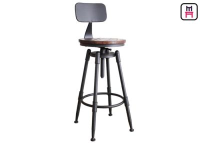China Loft Style Adjustable Metal Restsaurant Bar Stools Wood / Leather Seats Bar Chair for sale