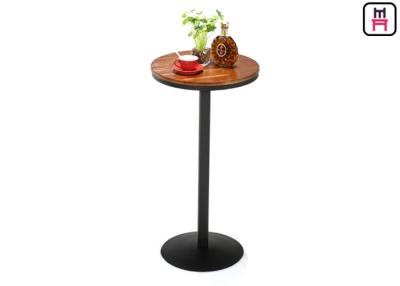 China 22'' Diameter Round Restaurant Bar Tables Solid Wood Metal Base For Two - Four People for sale