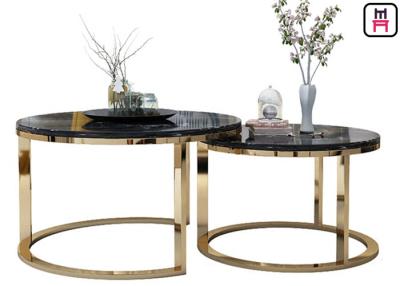 China Custom Made Double Round Stainless Steel Coffee Table Marble Top For Salon / Event for sale