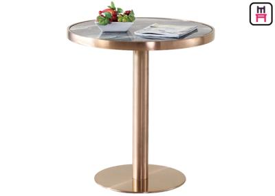 China Coffee House / Home Classical Bar Height Pub Table With Gold Stainless Steel Base for sale