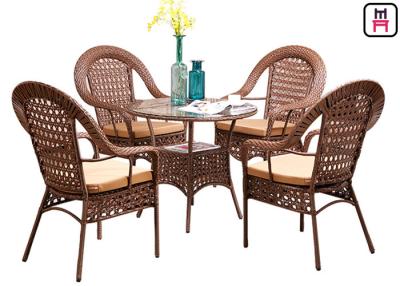China 4 Seater Outdoor Restaurant Tables With Rattan Metal Frame D80* H72 Cm for sale