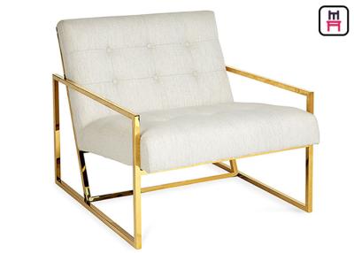 China Single / Beige Blue Velvet Accent Chair Luxury Armrest Stainless Steel Gold / Chrome for sale