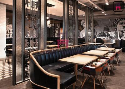 Chine Cabine en forme de L de wagon-restaurant en bois solide, diner de luxe d'allocation des places de banc de Banquette de style français  à vendre